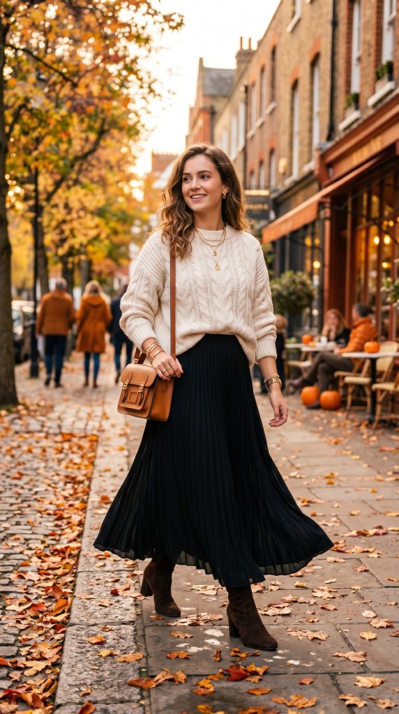 fall maxi skirt outfits