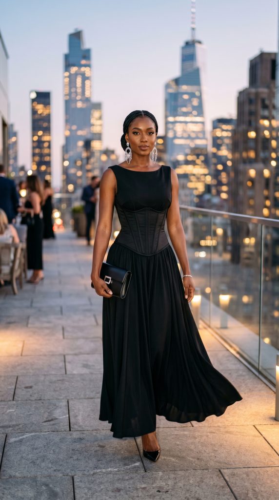 Dark Feminine Black Maxi Dress