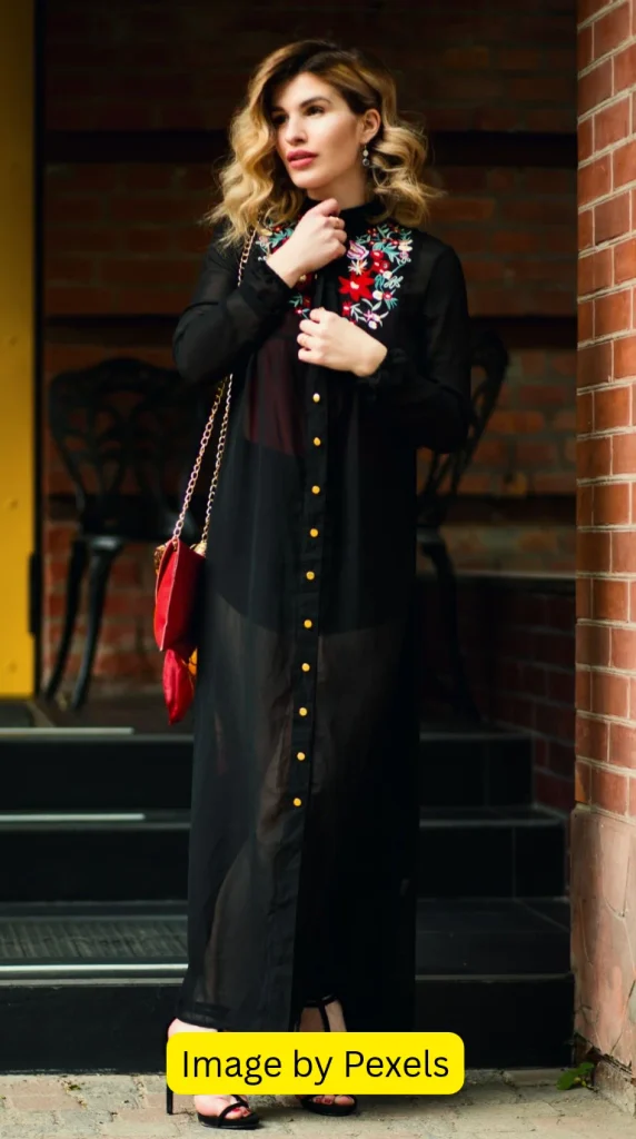 how to accessorize a black maxi dress