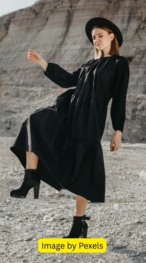 how to accessorize a black maxi dress