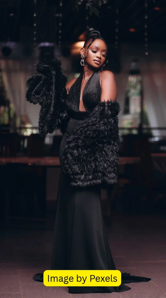 elegant black wedding guest dress