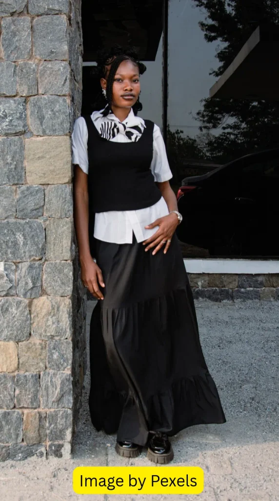layered black maxi dress outfit ideas