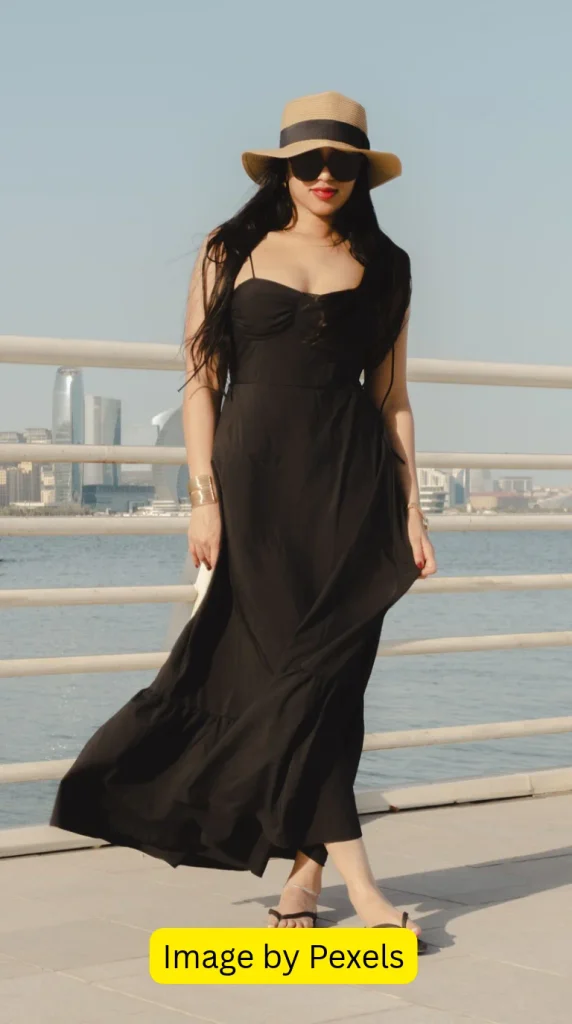 elegant black wedding guest dress