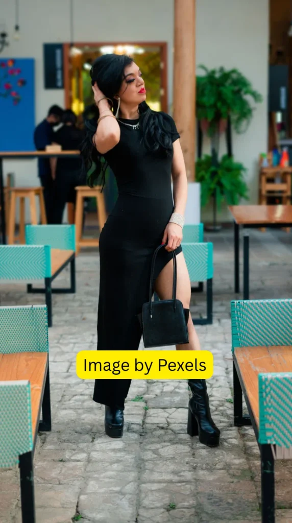 black dress with boots