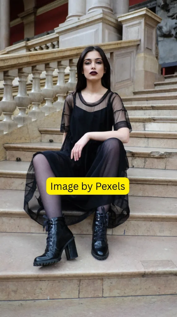 black dress with boots