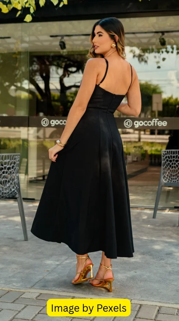 black dress with heels