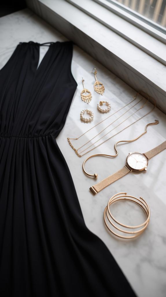 How to Accessorize Black Maxi Dress
