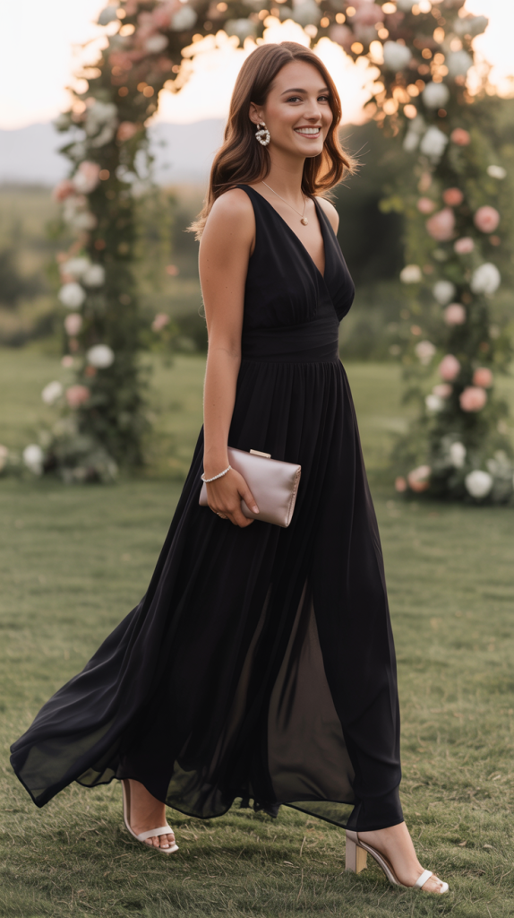 Black Maxi Dresses for Evening Weddings