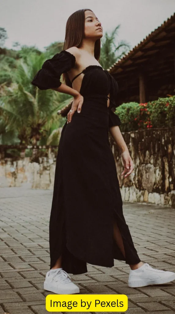 model off duty black maxi dress