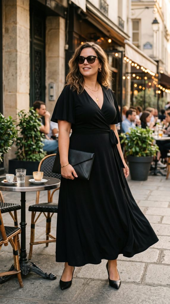 black maxi dress for curvy women