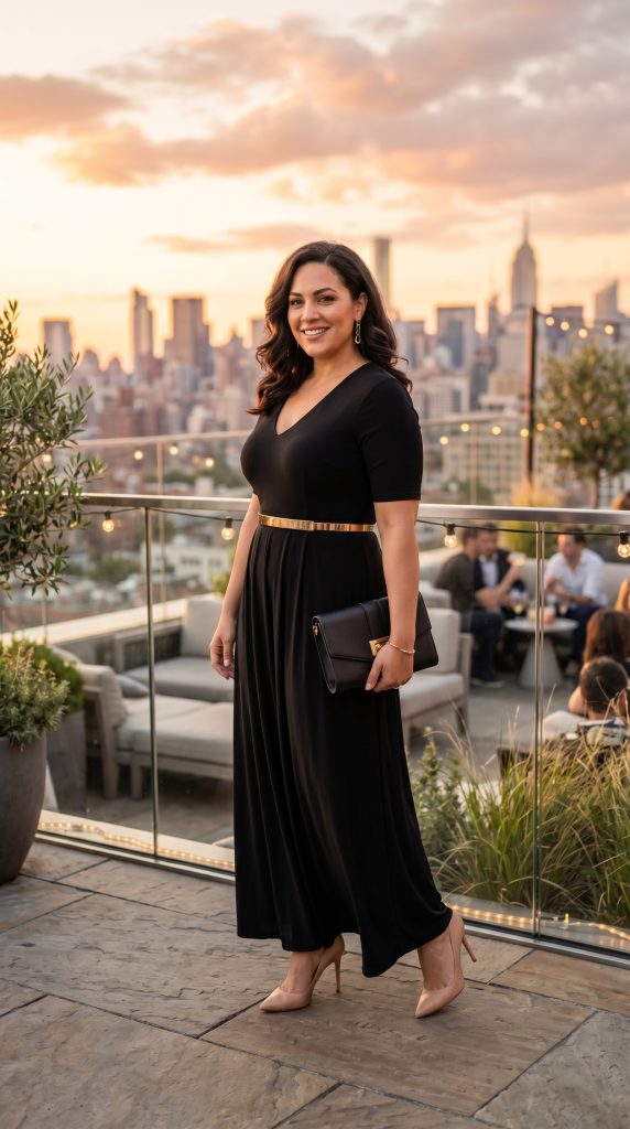 black maxi dress for curvy women