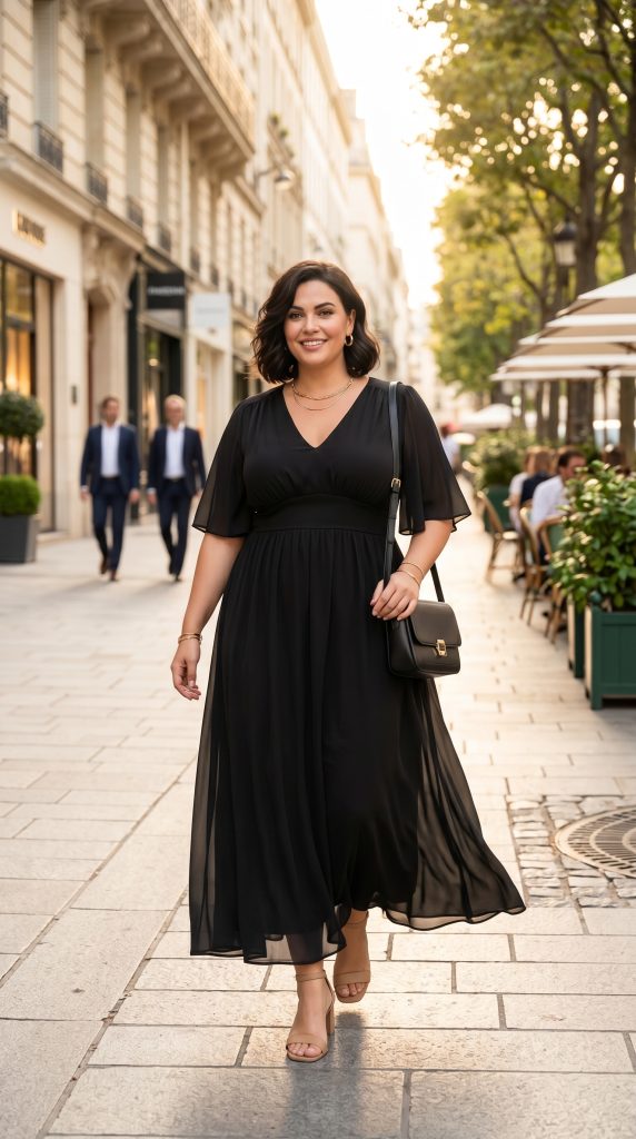 black maxi dress for curvy women